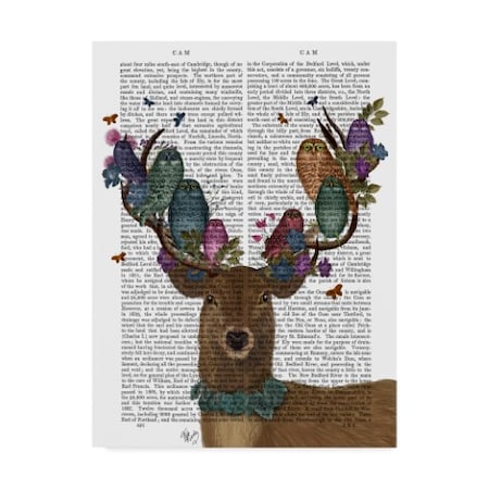 Fab Funky 'Deer Birdkeeper Text, Owls' Canvas Art,14x19